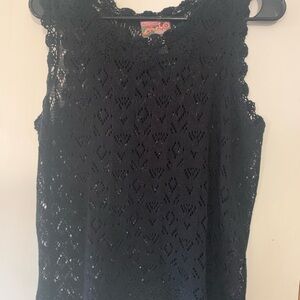 April Cornell Black Lace Sleeveless Blouse